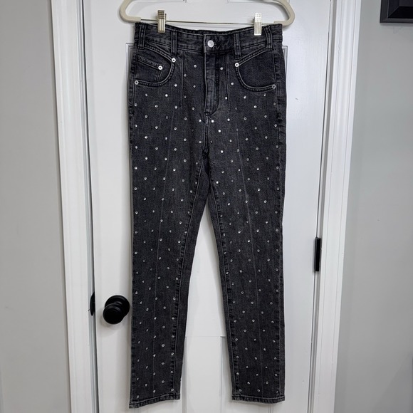 Anthropologie Denim - Anthropologie Pilcro High Rise Slim Jeans Womens 25 Black Studded Denim
